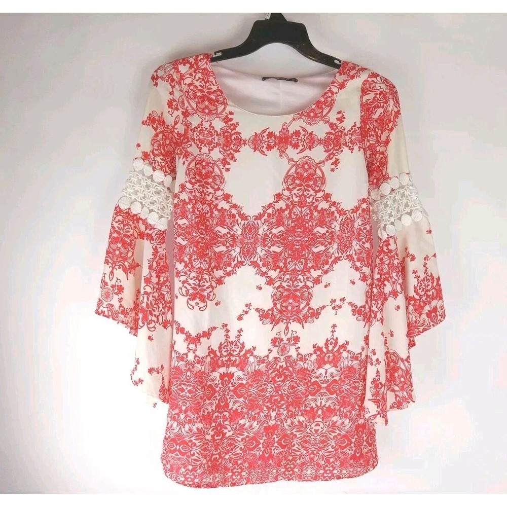 By Together Women's Floral Print Lined Bell Sleeve Blouse Dress size M - Picture 1 of 11